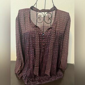 Loft Purple/Navy Blue Patterned top Large